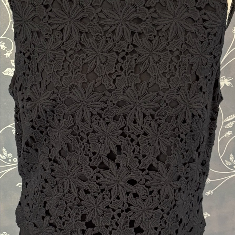 NWT Talbots Black Ponte Floral Embroidered Lace Formal Sheath Dress Women 16P - Picture 9 of 16